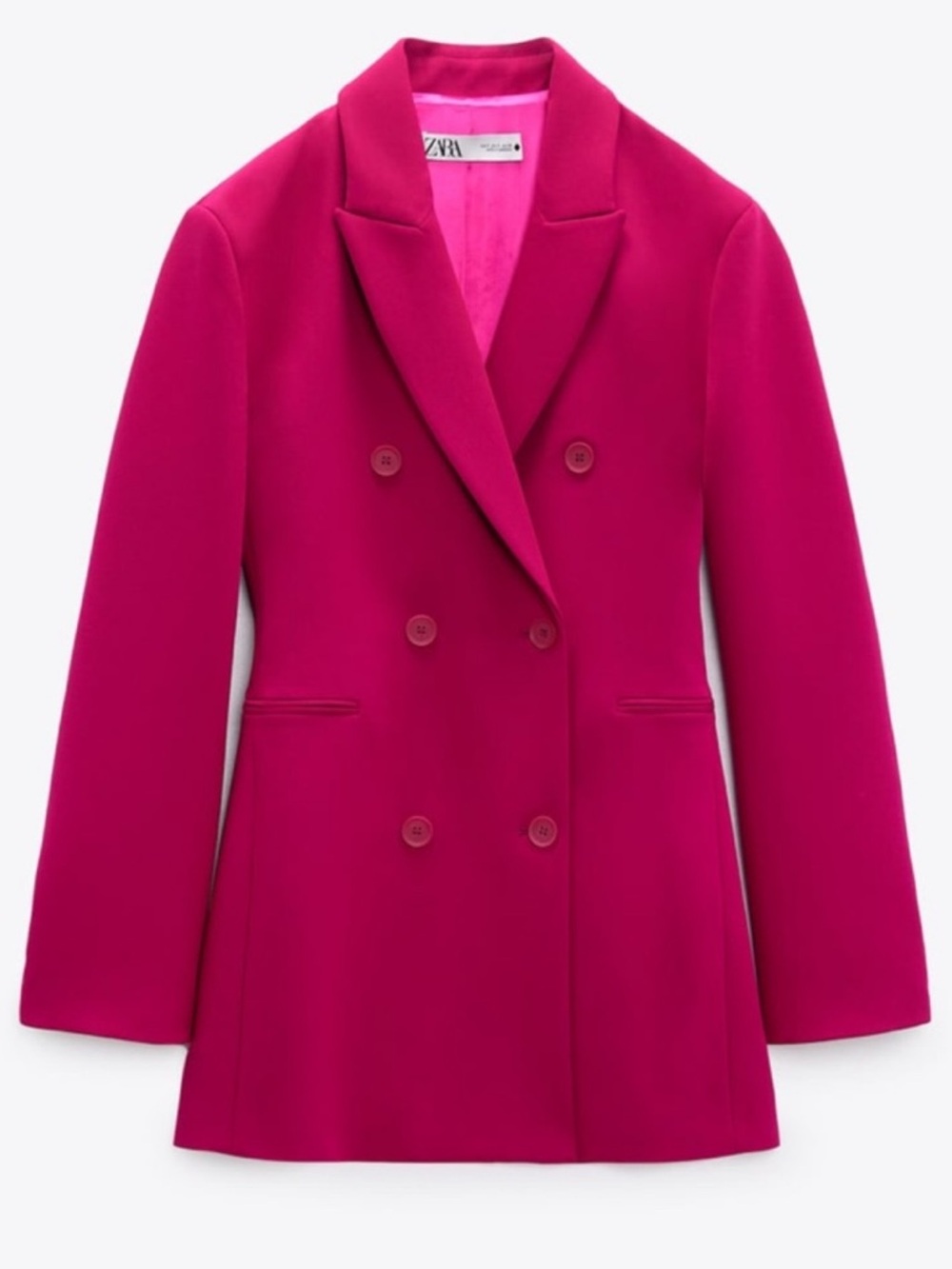 Chic Double-Breasted Magenta Blazer
